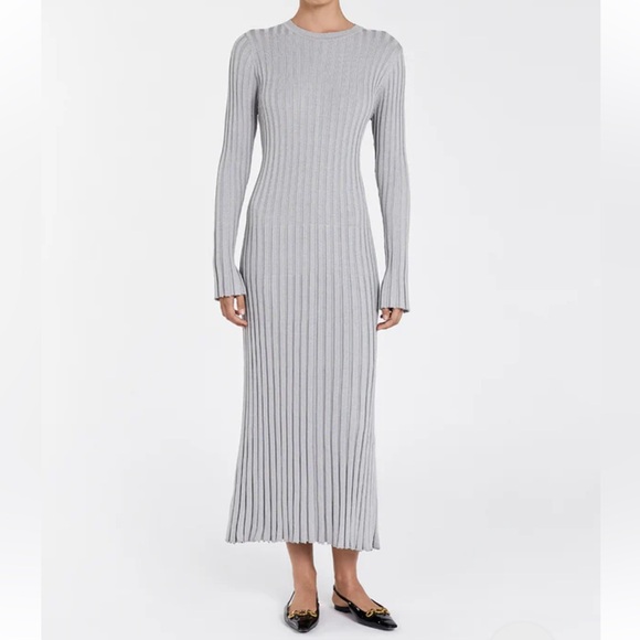 NWT DISSH Ada silver long sleeve ribbed dress - Picture 6 of 7